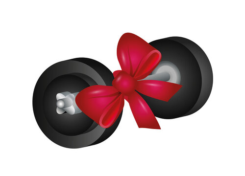 Hantel mit Schleife f&uuml;r Fitness- und Gym-Fans