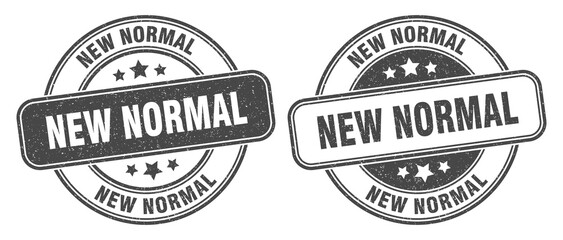 new normal stamp. new normal label. round grunge sign