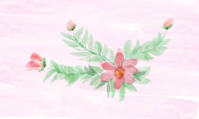 A ILLUSTRATION ATRWORK OF WATERCOLOR PAINT LILY FLOWER.