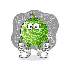 melon thinking hard vector. cartoon character