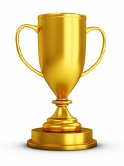 Fototapeta na wymiar 3D Rendering Golden Award Trophy Cup isolated on white background