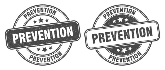 prevention stamp. prevention label. round grunge sign