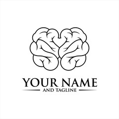 Brain Logo silhouette top view design vector template. Brainstorm think idea Logotype concept icon.