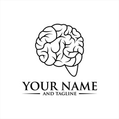 Brain Logo silhouette top view design vector template. Brainstorm think idea Logotype concept icon.