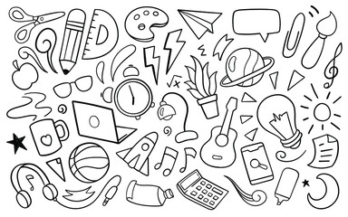 Education accessories doodle. Vector illustration