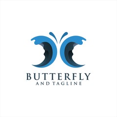 colorful butterfly gradient artwork logo template. Animal abstract design vector concept.