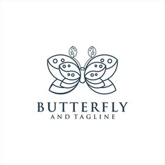 Butterfly Logo geometric design abstract vector template Linear style icon. Brackets Logotype concept icon.