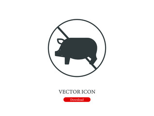 No pig vector icon.  Editable stroke. Linear style sign for use on web design and mobile apps, logo. Symbol illustration. Pixel vector graphics - Vector