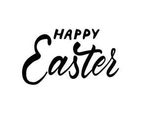 Happy Easter holiday vector calligraphy lettering. Christian religious card for Easter celebration. Jesus Christ resurrection poster