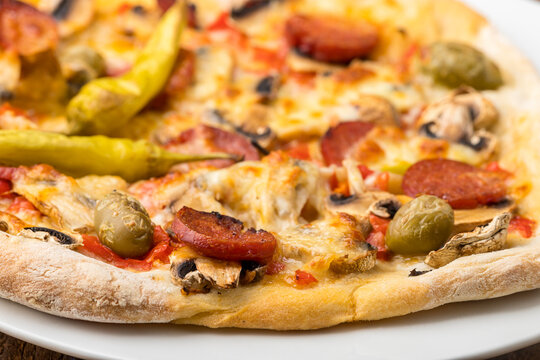 Closeup of a pizza