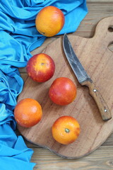 oranges on a wooden table