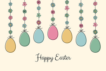 Colourful Easter eggs. Concept of greeting card. Vector