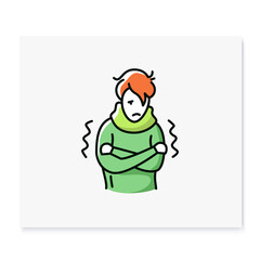  Fever color icon.Chills, feeling feverish, shaking body.Healthcare concept. Isolated vector illustration