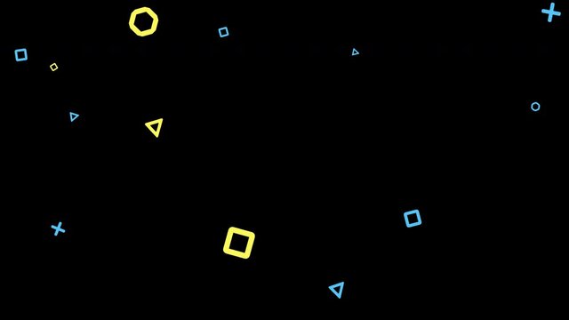 Looped simple geometric shapes overlay with alpha channel