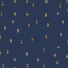 Seamless pattern in memphis style with crown and outline of a girls head. White background.