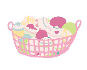 春　カゴに入ったイースターの卵　Easter eggs in a spring basket