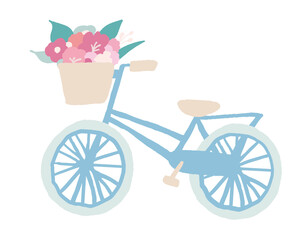 春のアイテム　花束を乗せた自転車　Spring item Bicycle with a bouquet