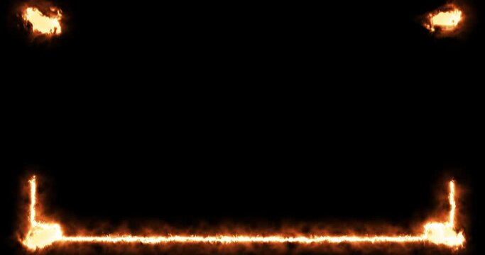 frame for inserting an image, Fiery path in four corners of fire 