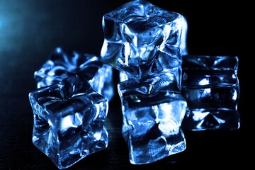 ice cubes on black background