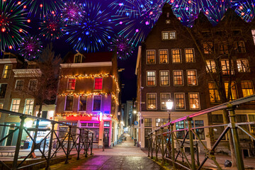 Fototapeta na wymiar Happy New Year from Amsterdam in the Netherlands