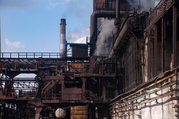 the coke pusher pushes the coke. Coke oven battery. coke and chemicals plant/