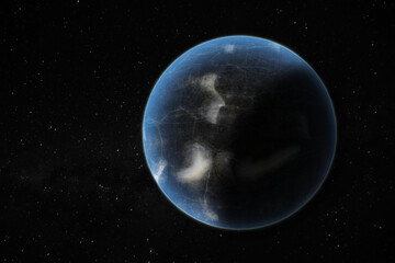 Fototapeta na wymiar Rendu 3D d'une planète imaginaire dans l'espace