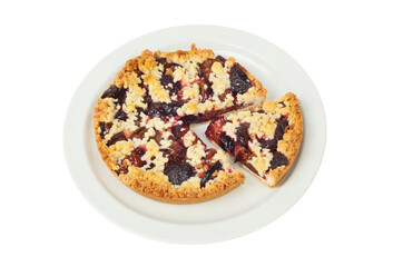 Plumb crumble on a plate