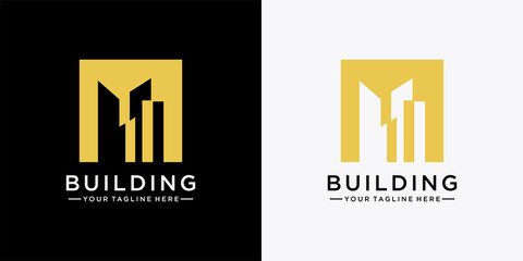 Building logo design modern with creative golden abstract concept