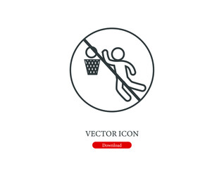 No basketball vector icon.  Editable stroke. Linear style sign for use on web design and mobile apps, logo. Symbol illustration. Pixel vector graphics - Vector