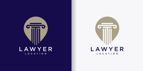 Law logo template design with creative modern location concept