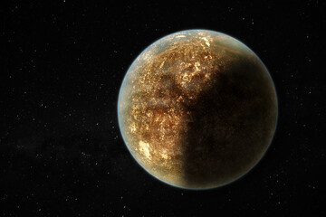 Obraz na płótnie Canvas Rendu 3D d'une planète imaginaire dans l'espace intersidéral .