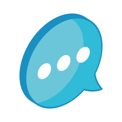 isometric text balloon social media