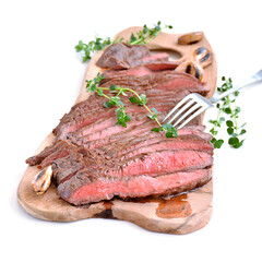 Roast beef on cutting board