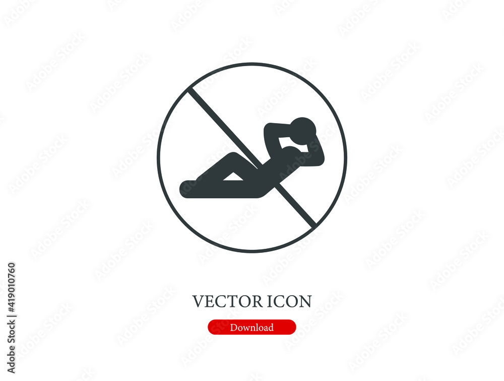 Poster no resting vector icon. editable stroke. linear style sign for use on web design and mobile apps, lo