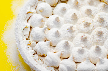 Lemon Meringue Pie, butter enriched shortcrust pastry filled with creamy lemon and topped with meringue
