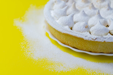 Lemon Meringue Pie, butter enriched shortcrust pastry filled with creamy lemon and topped with meringue