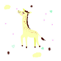 Cute yellow giraffe baby illustration