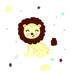 Cute lion cub children's illustration
