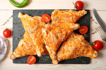 Homemade puffs on a light wooden background