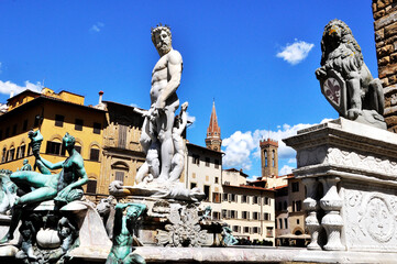 Obraz premium Firenze - Piazza della Signoria - La fontana di Nettuno