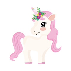 cute baby unicorn magic icon
