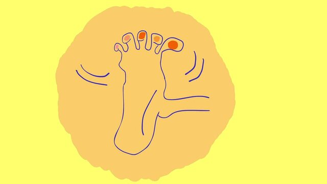 Simple barefoot animation, a play of foot fingers.