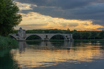 Pont Saint Benezet, Pont d Avignon over the rhone river in the Provence in France, Europe