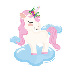unicorn in clouds magic icon