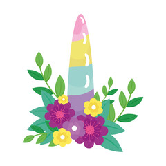 unicorn horn with flowers icon