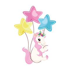 unicorn with stars balloons helium