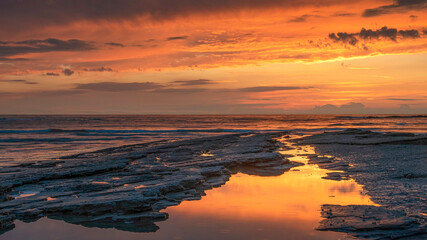 Sunset  on the Opal coast in France