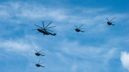 helicopters in sky