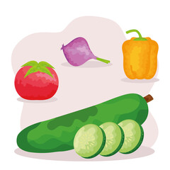 watercolor vegetarian food set icons