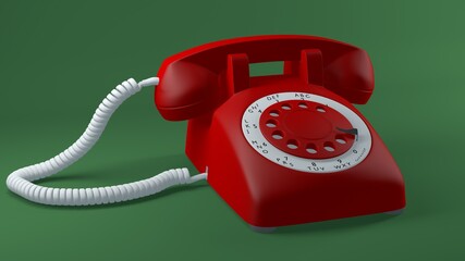 Old red telephone. 3d rendering